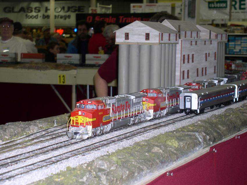 Photo of Santa Fe C44-9W's on a stack train
