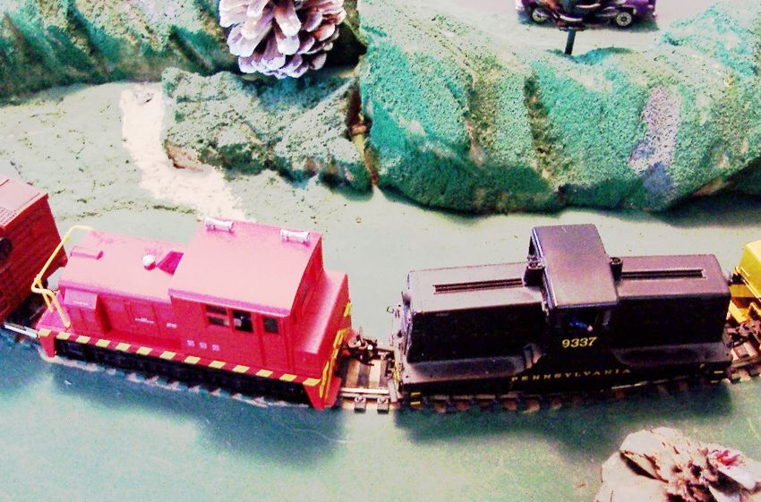 Photo of HO model train on board