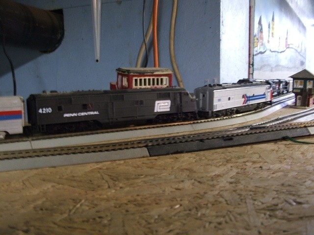 Photo of amtrak e8 and penncentral e7 on my layout