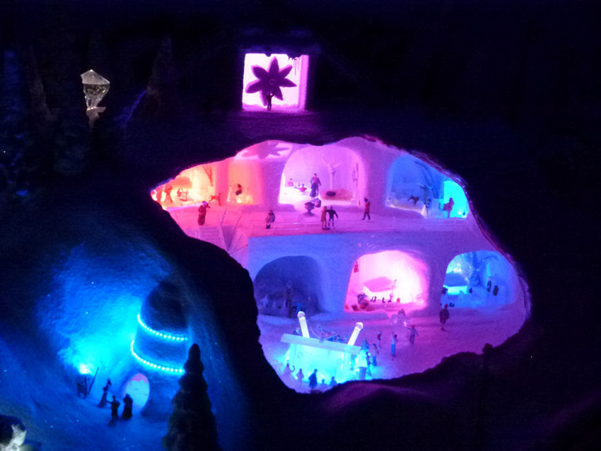 Photo of Section of the Norwegian ice hotel at night